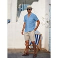 thumbnail image 3 of sogami Men's Linen Shirts Short Sleeve Hawaiian Button down Shirt with Pocket, 3 of 9