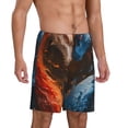 thumbnail image 2 of Kdxio Red And Blue Fire Dragon F Print Mens Sleep Shorts Bottoms Soft Comfy Pajama Wear Pants with Drawstring Pockets, 2 of 5