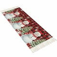 thumbnail image 5 of Red Plaid Christmas Kitchen Runner Rug 2x5 Bedside Rug with Tassel Cotton Woven Throw Rugs Washable Hallway Runner Rugs Snowman Snowflake Gifts Xmas Tree Floor Carpet for Bedroom Bathroom Living Room, 5 of 5
