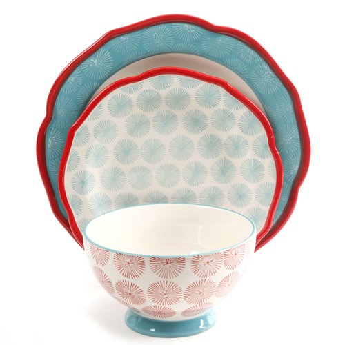 The Pioneer Woman Happiness Scalloped 12-Piece Dinnerware Set, Red - image 3 of 8
