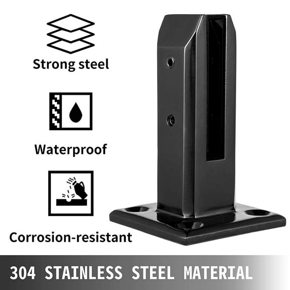 (Pack of 10) Heavy Duty Stainless Steel Glass Pool Fence Spigot Balustrade Railing Post Clamp for Balcony Garden Deck Handrail, Black