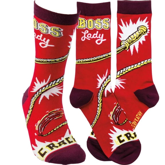 Boss Lady Whipcrack Socks Funny Novelty Red Power Socks by The Bullish Store