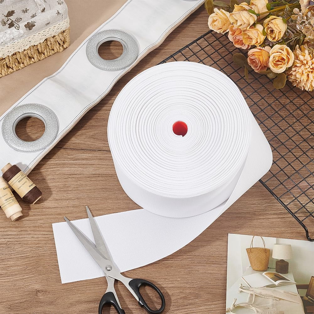 27.3 Yards White Curtain Tape 3.27 Inch Sew-in Curtain Tape Exquisite Curtain Accessory for Curtains DIY Pinch Pleat Curtain and Drapes Hooks DIY White
