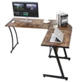 thumbnail image 6 of Home Office L-Shaped Wood Computer Desk Metal Frame Modern Style Workstastion - Brown, 6 of 12