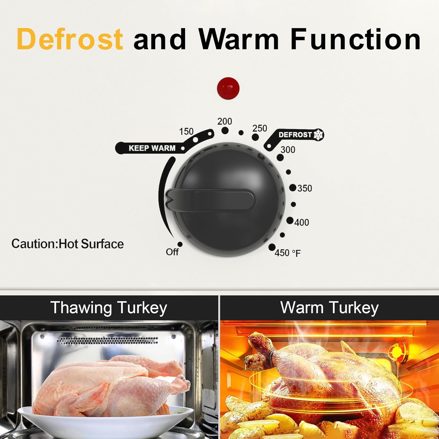 Roaster Oven Electric, Roaster Oven 22 Quart with Self-Basting Lid, Turkey Roaster Oven with Removable Pan and Rack, Adjustable Temperature Control Powerful 1450W Stainless Steel Roaster Oven, White