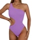 thumbnail image 1 of Traje de baño de una pieza con abertura para mujer Traje de baño de un hombro Trajes de baño Monokini acanalados - Púrpura, 1 of 7
