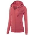 thumbnail image 2 of A2Y Women's Casual Fitted Lightweight Pocket Zip Up Hoodie Deep Pink XL, 2 of 3