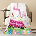 thumbnail image 4 of Happy Easter Bunny Egg Pattern Blanket Throw, Flannel Blanket for Living Room Sofa Bedroom Decoration, 39"x27.5", 4 of 7