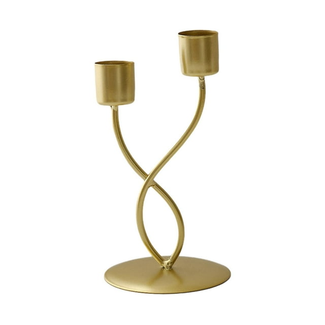 Candelabro de Metal, candelabro de hierro, candelabro decorativo, candelabro para mesa de boda, regalo de inauguración de la casa Oro 2 cabezas Macarena Candelero