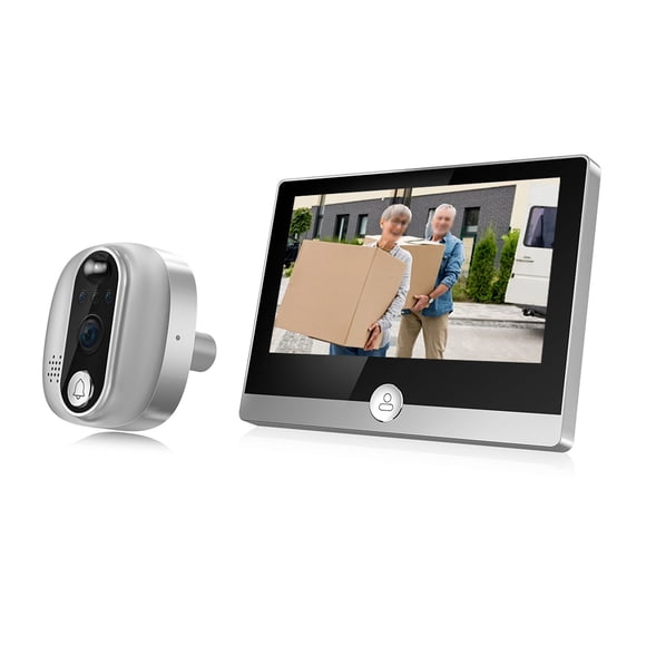 Videoportero WiFi para apartamento, cámara de mirilla de 2,4 GHz, pantalla IPS de 4,3 pulgadas