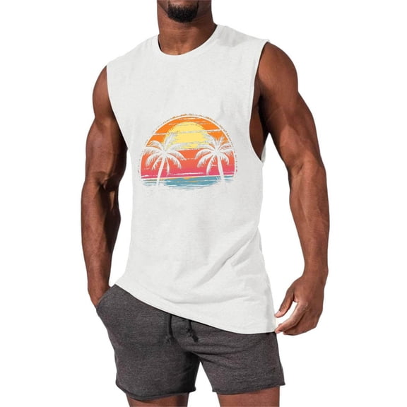 Njagoc3 Mens Sleeveless Artistic Graphic Tank, Unique Design, Breathable Mesh - Like Fabric, Summer Casual & Outdoor Vest