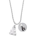 thumbnail image 1 of Delight Jewelry Resin Ghost Silvertone Script Initial Disc - & - Charm Necklace, 20"+3", 1 of 4