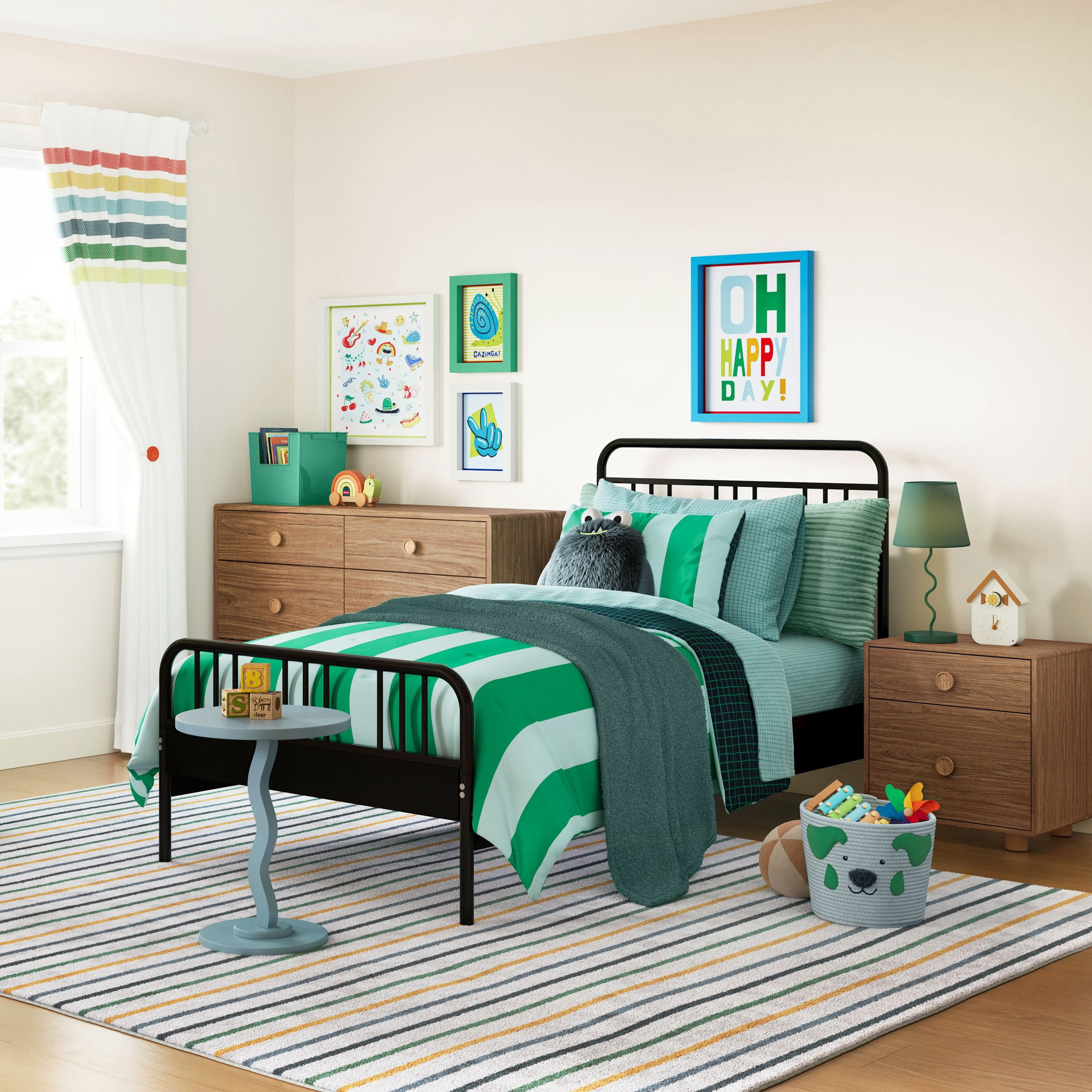 Mainstays Kids Twin Size Metal Platform Bed Frame, Black