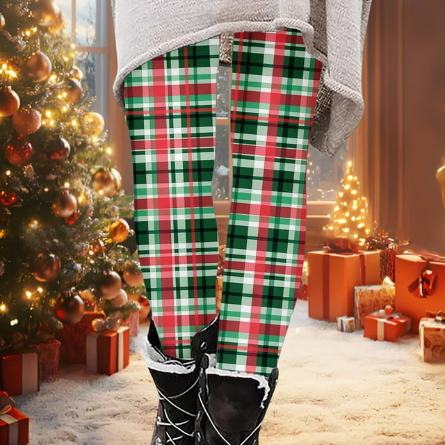 Pantalones largos con estampado navideño, cintura alta, elásticos y suaves, para niña