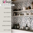 thumbnail image 5 of S4Sassy Peel and Stick Walls Covering, Blossom Bloom Print - Asian Style Wall Mural, Instant Walls Makeover for Bathroom, Laundry Room, Closet Interior- Self-Adhesive Wallpaper Vinyl- White, 25"x120", 5 of 8