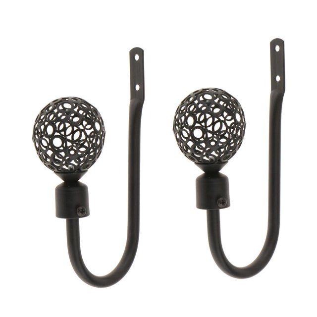 1 Par de Gancho de Cortina de Aleación de Aluminio Duradero con Tornillos de Montaje, Accesorios de Cortina para Hogar Negro Soledad Colgador de gancho de cortina en forma de U