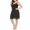 thumbnail image 5 of HDE Women's Plus Size Nightgown V Neck Satin Lace Chemise Black 1X, 5 of 6