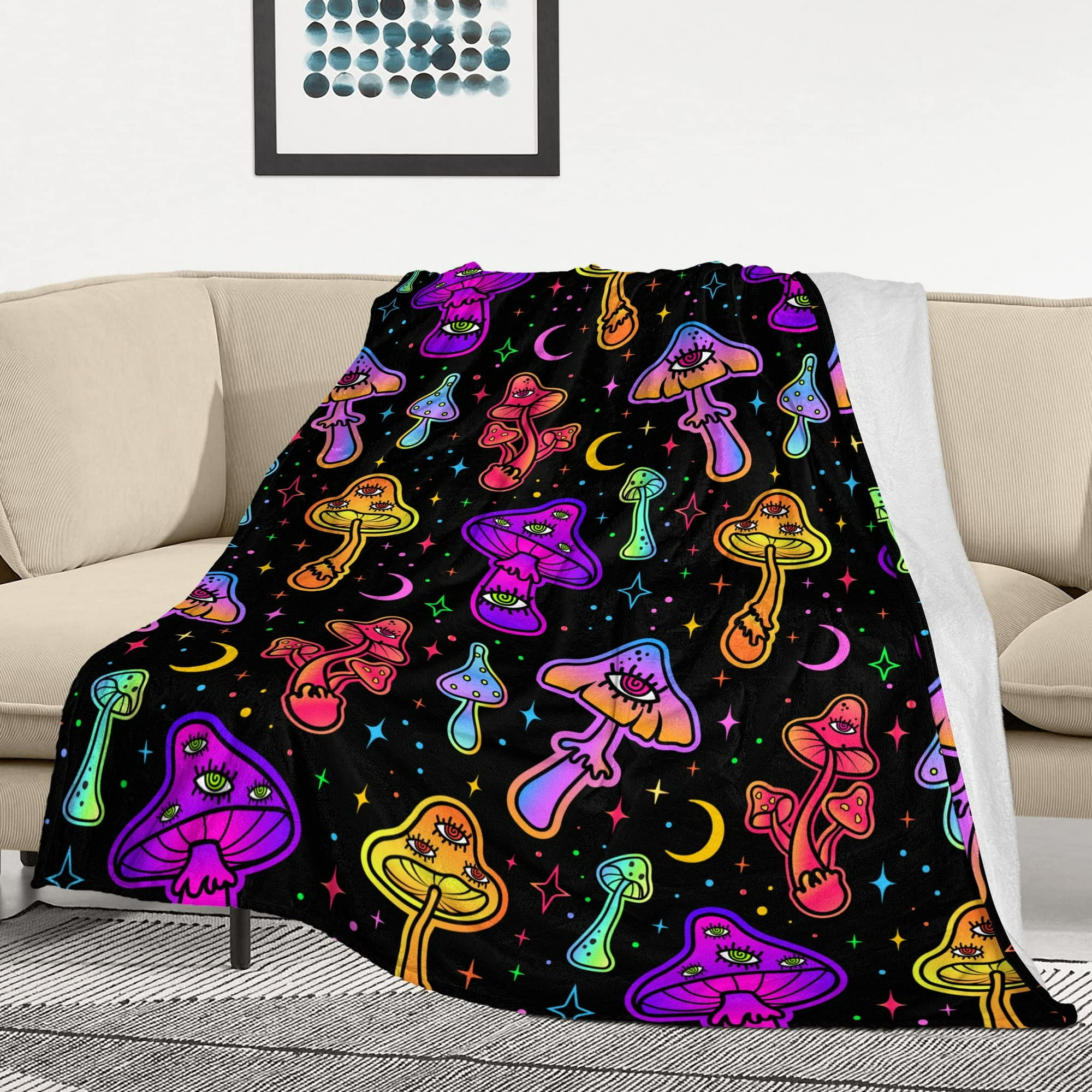 Mushroom Fleece Blanket Throw Blanket for Couch Mushroom Gifts for Women Soft Cozy Fuzzy Plush Bed Blankets Throws Stuff Gifts for Mushroom Lovers Couch Living Room Decor Gifts for Kids Ad