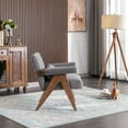 thumbnail image 3 of Mid Century Modern Accent Chair, Siingle Lounge Chair, Upholstered Armchair Sofa Chair with Solid Wood Frame, Comfy Reading Chair Reception Chair for Living Room, Bedroom, Office, Gray, 3 of 7