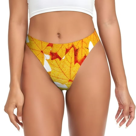 Sigee Autumn Maple Leaves for Women s G-String Sexy  Low Rise  Soft Lace Perfect for Special Occasions-3X-Large