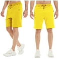 thumbnail image 2 of Tyhengta Mens Shorts Casual Drawstring Zipper Pockets Elastic Waist Yellow 38, 2 of 8
