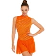 thumbnail image 4 of inlzdz Women Flowy Tulle Skirted Leotard Contemporary Lyrical Dance Dress Ballet Dancewear Orange XXL, 4 of 6