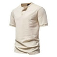 thumbnail image 2 of Hvyesh Men Big and Tall Shirts Casual Button Up Henley T-Shirts Summer Short Sleeve Cotton Shirts Muscle Fit Workout Tshirts, 2 of 5