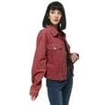 thumbnail image 3 of Women's Casual Corduroy Button Down Long Sleeve Short Jacket Outerwear, 3 of 6