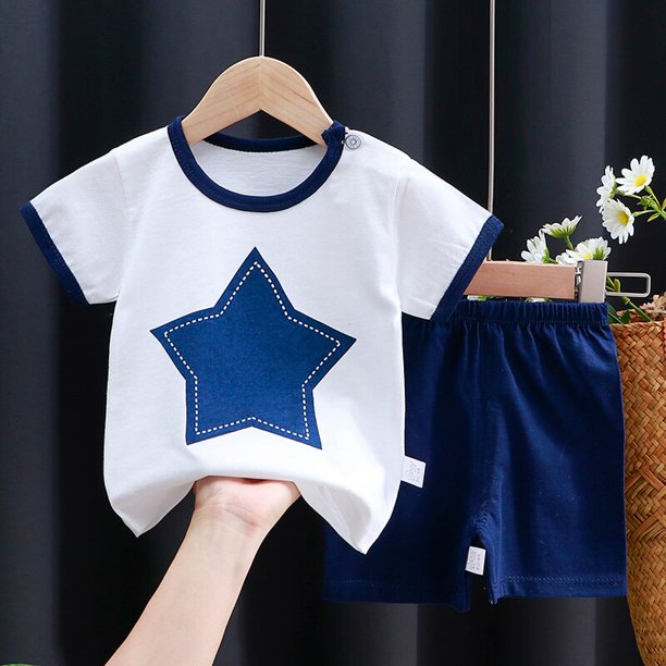 Conjunto de ropa para niños, camiseta para bebé (niño/niña) + Pantalones cortos, ropa de verano, chándal informal de algodón con dibujos animados para niños, conjunto de ropa para bebés Tan Jianjun unisex
