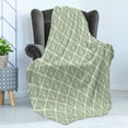 thumbnail image 4 of Abstract Green Soft Flannel Fleece Throw Blanket, Continuous Vintage Design Victorian Damask Swirls Pattern, Cozy Plush for Indoor and Outdoor Use, 50" x 60", Jade Green Pastel Green, by Ambesonne, 4 of 5