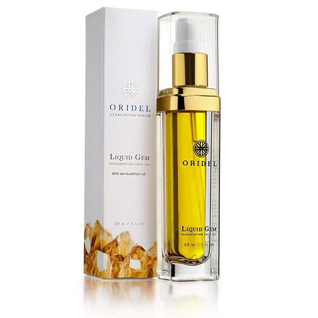 Oridel Liquid Gem Aceite facial regenerador - Hidratante facial - Cuidado de la piel orgánico natural con argán de piedra de citrino y espino amarillo ingredientes botánicos antienvejecimiento Botel