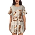 thumbnail image 1 of Balery Relaxing Cat With Tea Conjunto de Pijama para Mujer con Estampado, Dos Piezas de Manga Corta y Shorts, Ropa de Dormir Suave con Cuello Redondo y Bolsillos-4X-Large, 1 of 6
