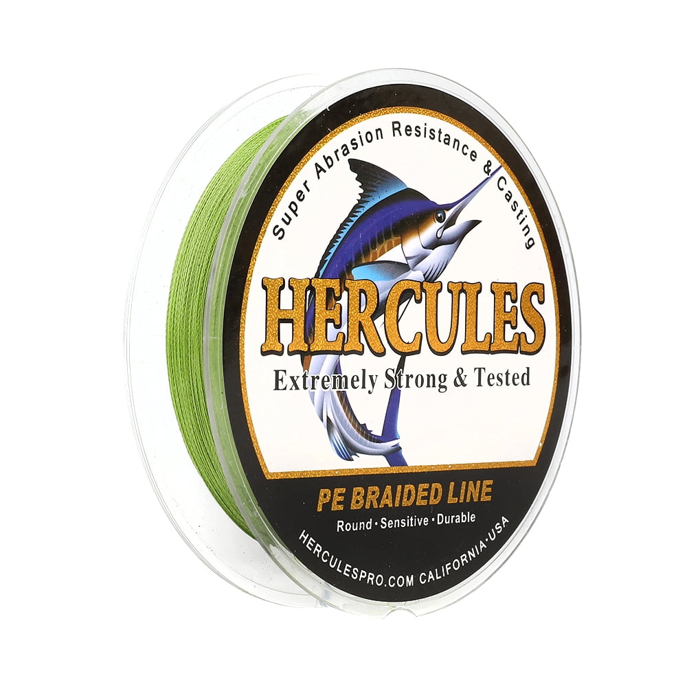 HERCULES Braided Fishing Line 300m 328yds 6lbs-100lbs Pe Superline 4 Strands (Army Green 50lb/22.7kg 0.37mm)