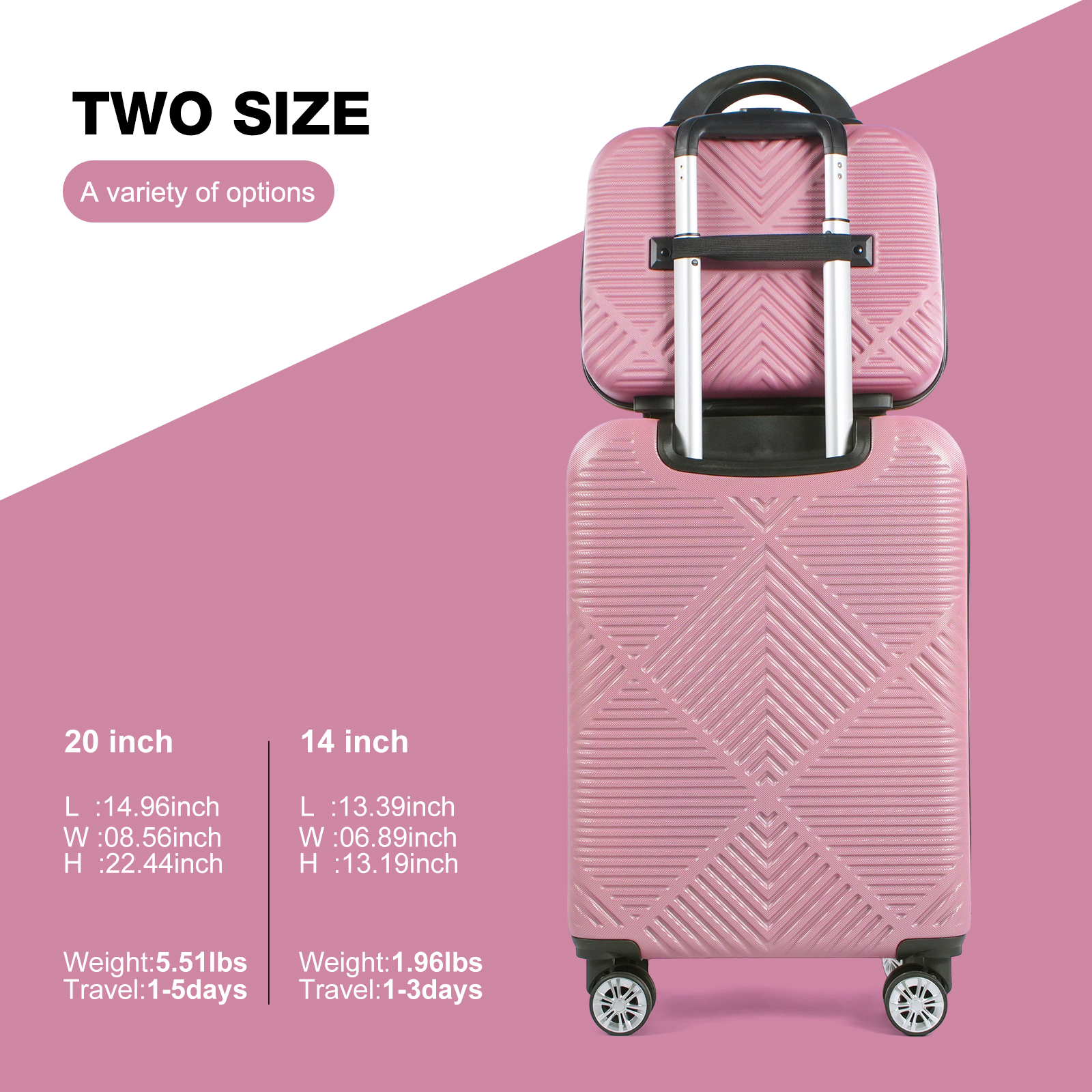 TRIPCOMP 2-Piece Hardside Luggage Set, Pink photo 5
