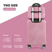 Tripcomp Luggage Sets 2 Piece Suitcase Set (14/20/)Hardside Suitcase with Spinner Wheels Lightweight Carry On Luggage(Pink)