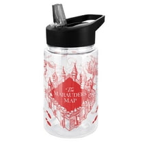 Harry Potter Kids Tritan Plastic Water Bottle with Straw Lid and Handle, Reusable Tumbler for Toddlers, Unisex for Girls and Boys, 12oz, Marauder's Map Footprints