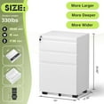 thumbnail image 3 of SUNCROWN 3 Drawer File Cabinet, Metal Filing Cabinets for Home Office with Lock Wheels, Small Mobile File Cabinets for A4/Legal/Letter File, Printer Stand, Under Desk Mobile File Cabinet(White), 3 of 7