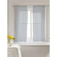 thumbnail image 3 of Navy Blue Striped Tier Curtains 45 Inch Length,Sheer Curtains for Bedroom Living Room Window Navy Blue White Stripes Farmhouse Rod Pocket Drapes Kitchen Curtains Small Half Window 27.5"x45" 2 Panels, 3 of 7