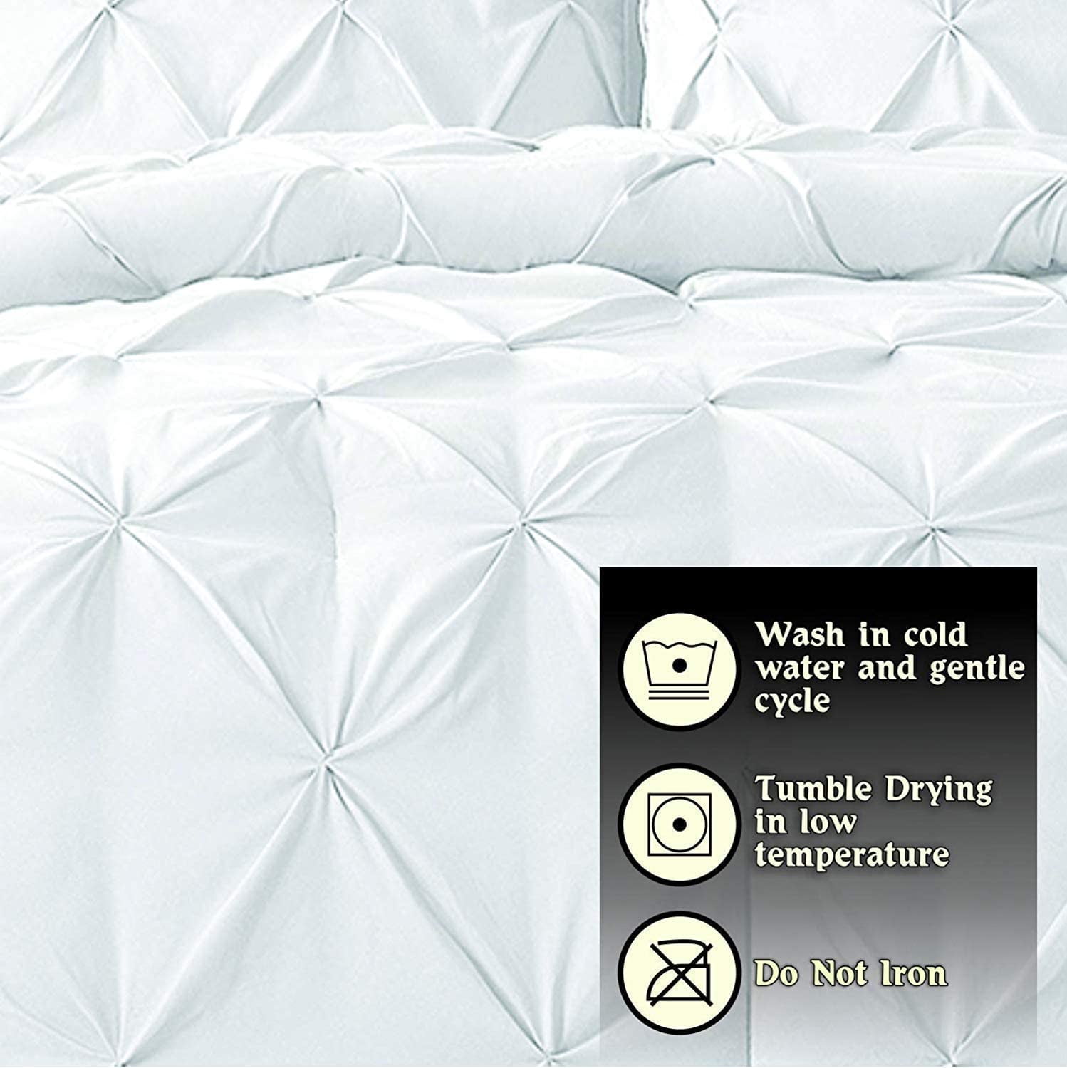 1 Piece Pinch Pleated Duvet Cover 100% Cotton 1000 TC with Zipper Closure & Corner Ties Pintuck Bedding Duvet Cover - Super King Size (116" x 98") Inch, Chocolate Solid