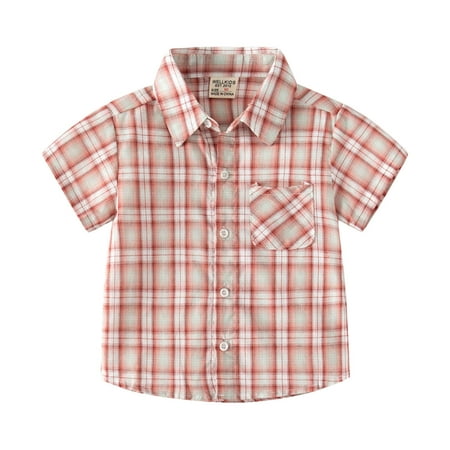

ASEIDFNSA Thermal Shirts for Boys Tops for Boys Kids Toddler Flannel Shirt Jacket Plaid Short Sleeve Lapel Button Shacket Baby Boys Girls Shirt Top Outwear