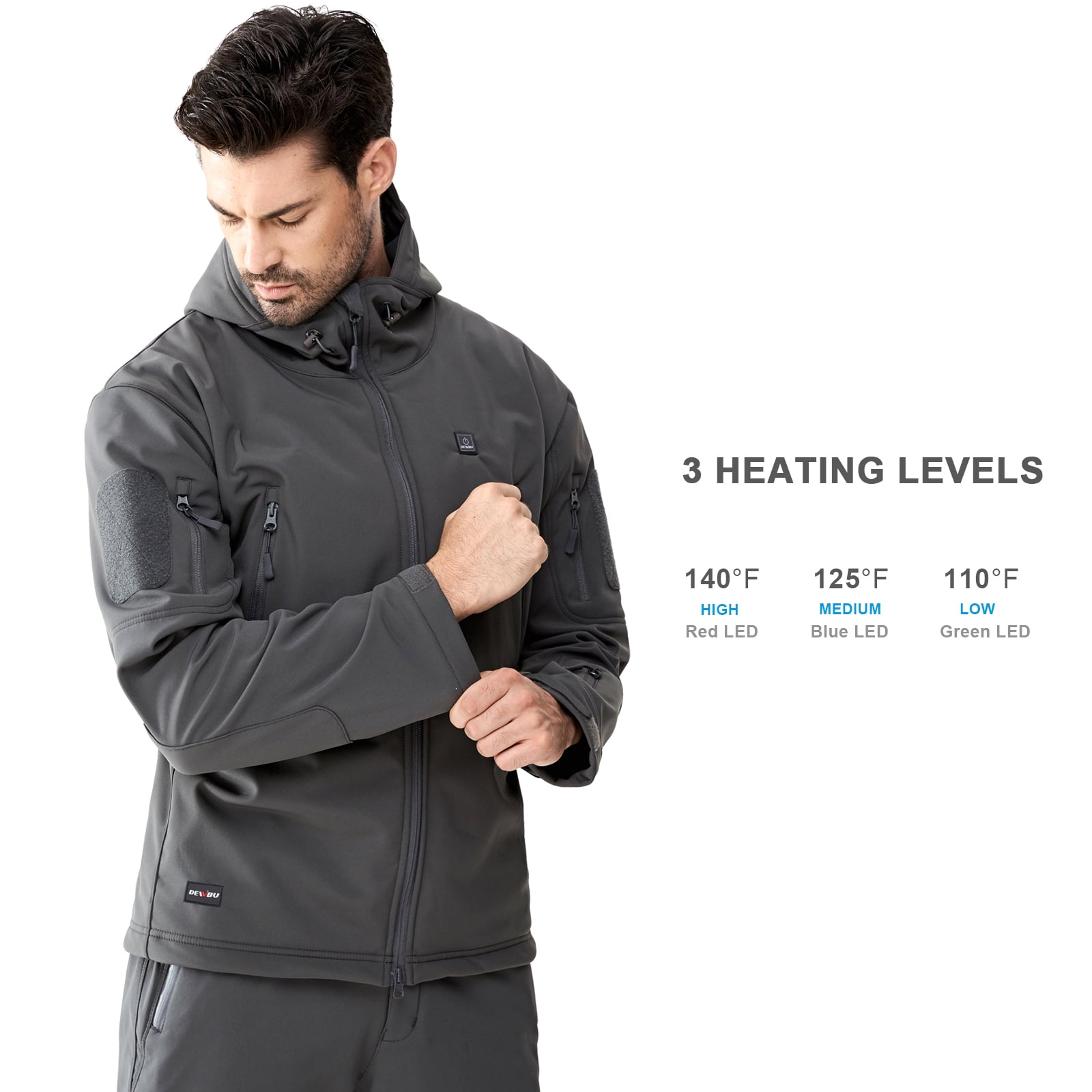 DEWBU Men's Heated Jacket, USB Rechargeable 12V Battery