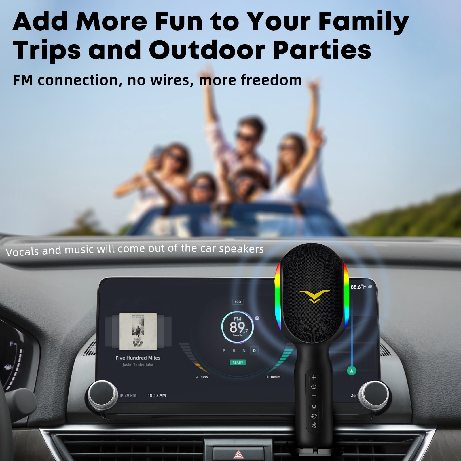 Stage SingFree Wireless Bluetooth Karaoke Microphone, 5-in-1 Portable Handheld Mic with Dynamic RGB Lights, Mini Karaoke Machine for Car Travel Party, Recording, Duet Singing, Gift for Kids Adults