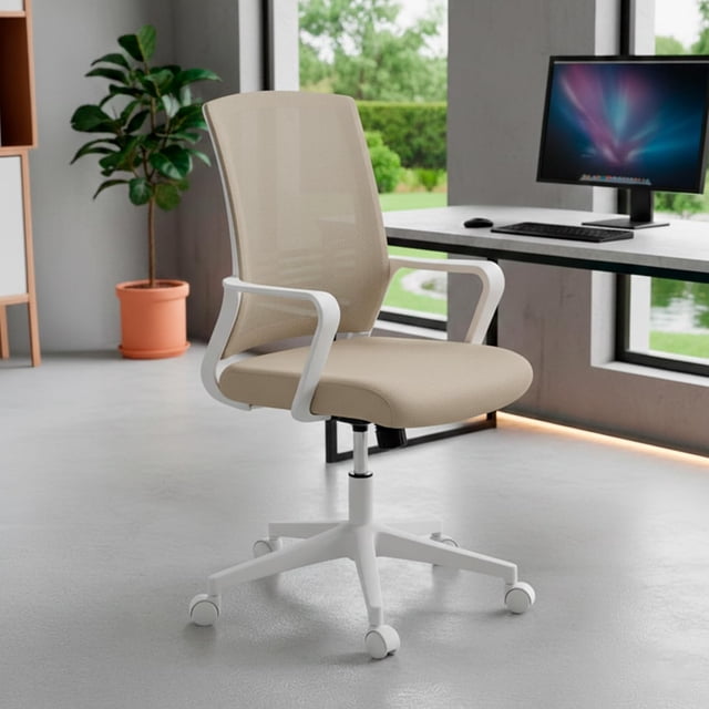 Silla de escritorio ergonómica con respaldo de malla transpirable, moderna y elegante, silla giratoria con soporte lumbar y cómodos reposabrazos.,1