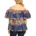 thumbnail image 2 of Sakkas Imani Colorful Wax African Ankara Dutch Off-shoulder Blouse Top Gorgeous - 38-Multi - One Size Regular, 2 of 5