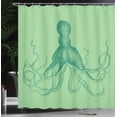 thumbnail image 3 of Ambesonne Octopus Shower Curtain, Monochrome Marine Sketch, 69"Wx75"L, Shamrock Green, 3 of 4