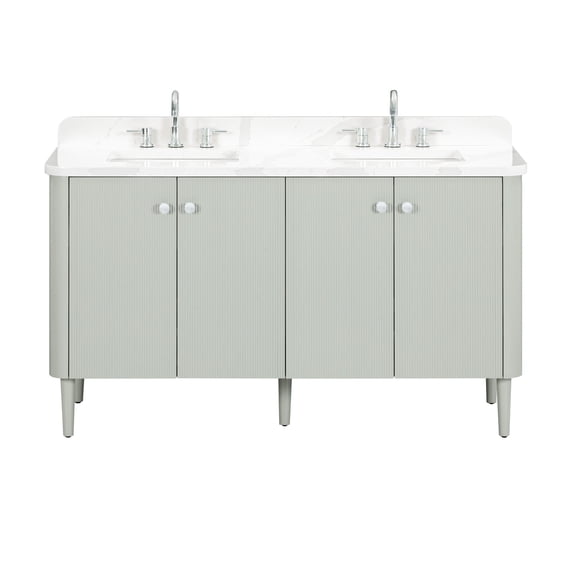 Avanity HALEY-VS61-SS-CA Haley 60" Free Standing Or Wall Mounted Double Basin Vanity Set -