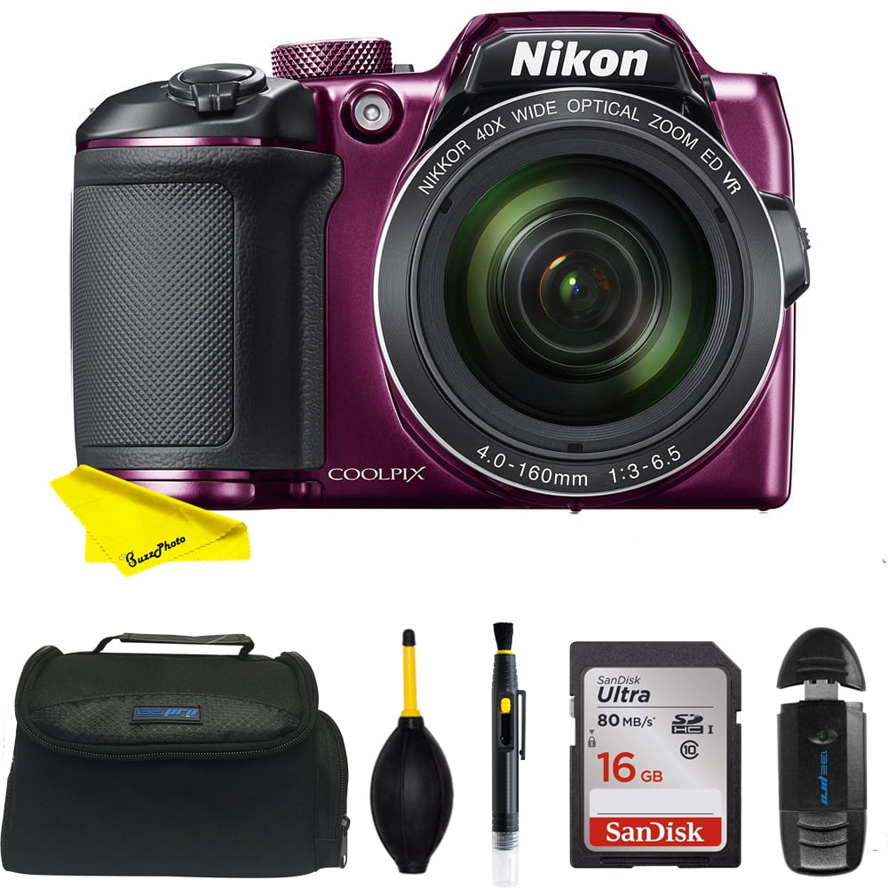 Nikon - COOLPIX B500 16.0-Megapixel Digital Camera - Plum + Buzz-Photo  Basic Kit
