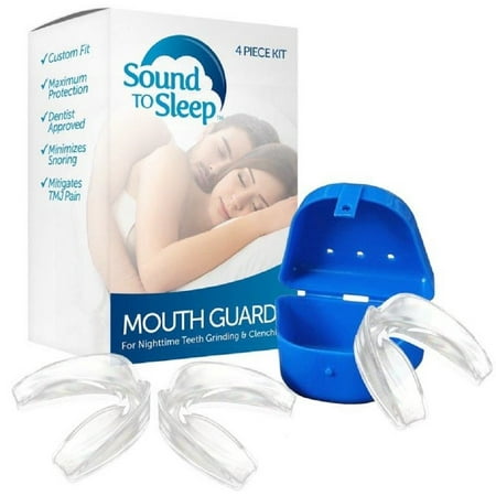 SoundtoSleep Dental Mouth Guard Stops Teeth Grinding, Bruxism, TMJ & Eliminates Teeth Clenching - Includes 3 Guards, Fitting Instructions & Anti-Bacterial