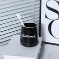 thumbnail image 3 of Porcelain Toothbrush Holder for Bathroom Vanity and Countertop, Brushing Holder Easy Cleaning (Black), 3 of 5