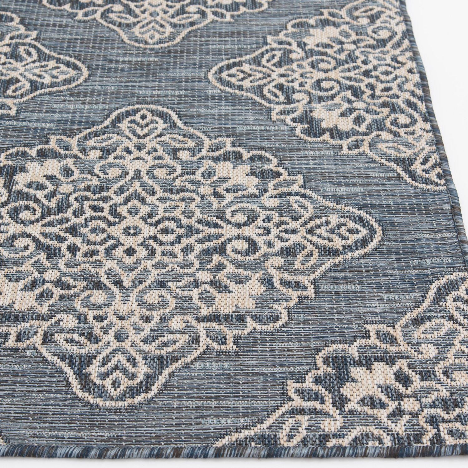 Hayweld Lagoon Blue and White Woven Area Rug